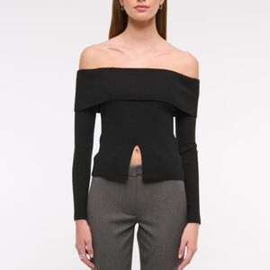 Abercrombie & Fitch Black Off-the-Shoulder Sweater